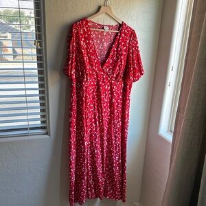 a new day Red and White Floral Maxi Dress